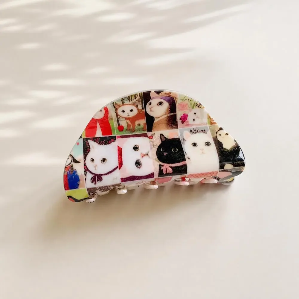 Cat Collage Hair Claw Clip NWT